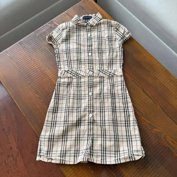 Dress button down 5T shorts sleeves Burberry beige - Picture 1 of 2